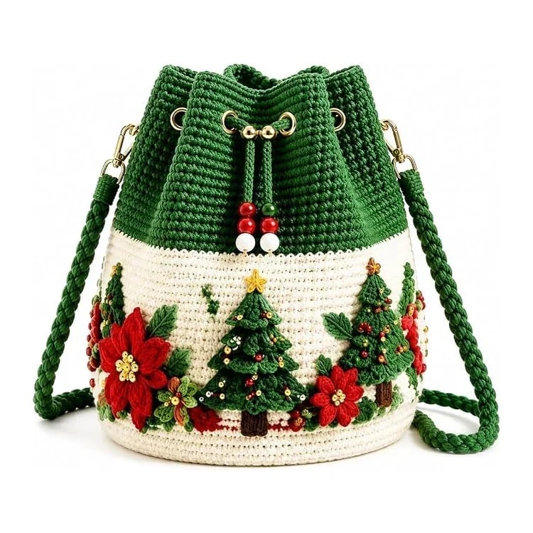 🎄 Handcrafted Holiday Love – Pure Crochet Christmas Bucket Bags! ❤️
