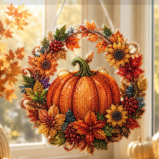 🎃✨ Fall Pumpkin Diamond Art Wreath – Cozy DIY Autumn Decor