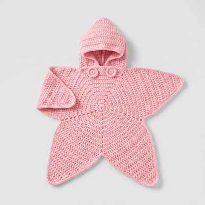⭐ Starfish Crochet Baby Outfit, Knitted Hooded Newborn Onesie, Breathable Cotton Blend Baby Photo Prop