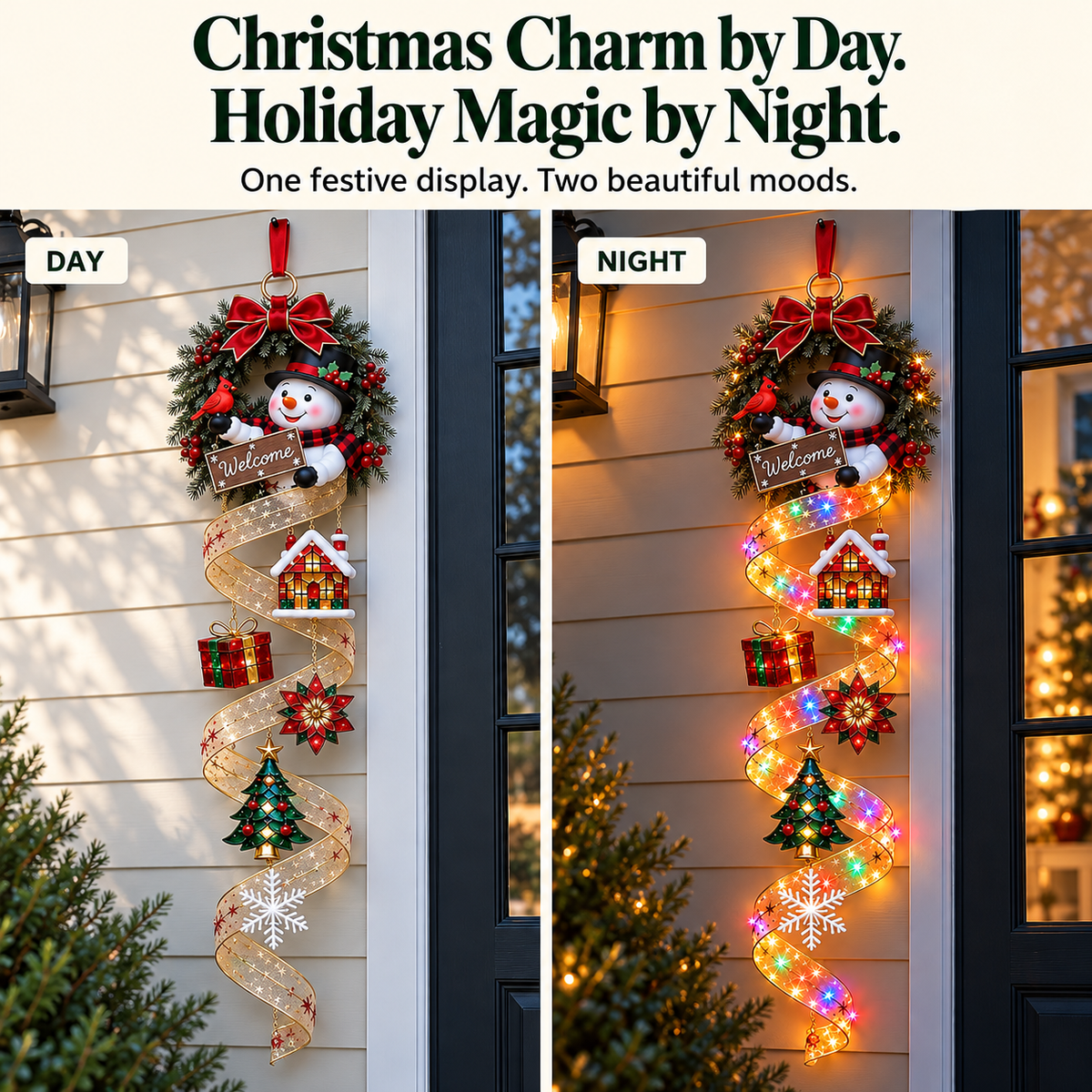 🎄 Light-Up Snowman Christmas Hanging Decoration – A Festive Welcome, Day & Night