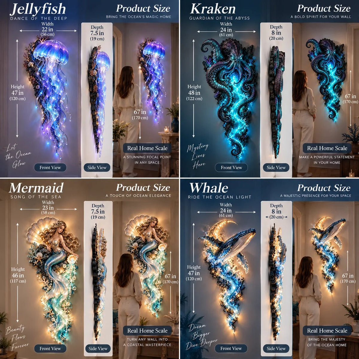🌊✨ Enchanted Ocean Legends™ Lighted Wall Décor Collection 🐋🧜‍♀️