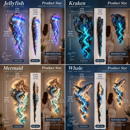 🌊✨ Enchanted Ocean Legends™ Lighted Wall Décor Collection 🐋🧜‍♀️
