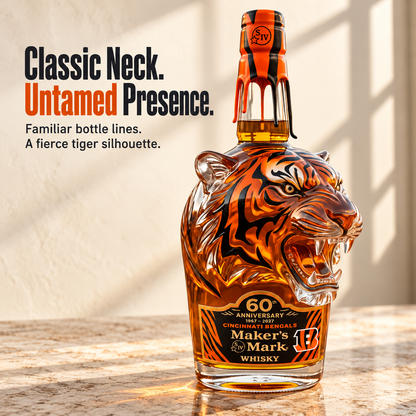 🐅 Fierce Tiger Head Collector Bottle – Orange & Black Football Fan Bar Decor 🏈