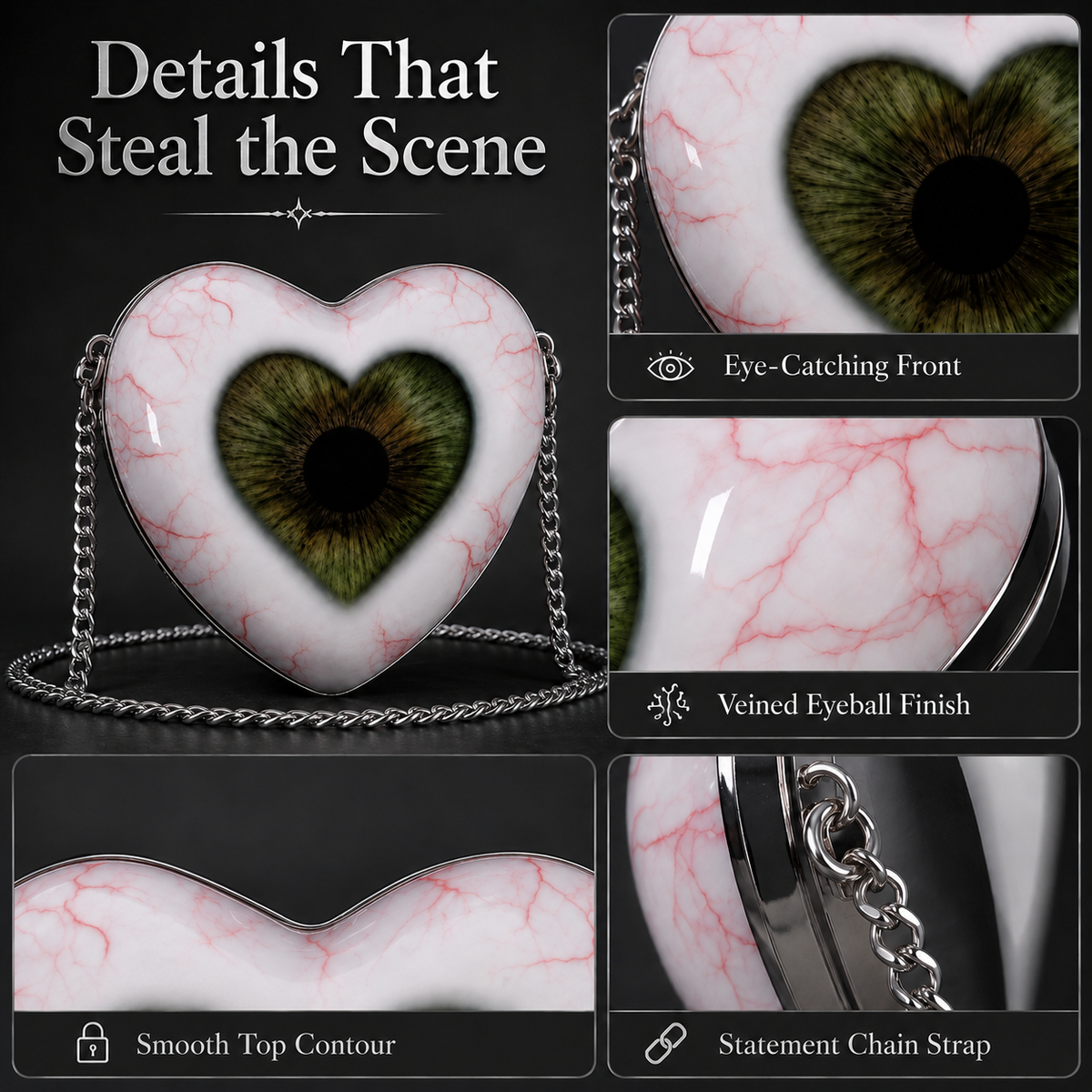 🖤Gothic Heart Eye Statement Crossbody Bag