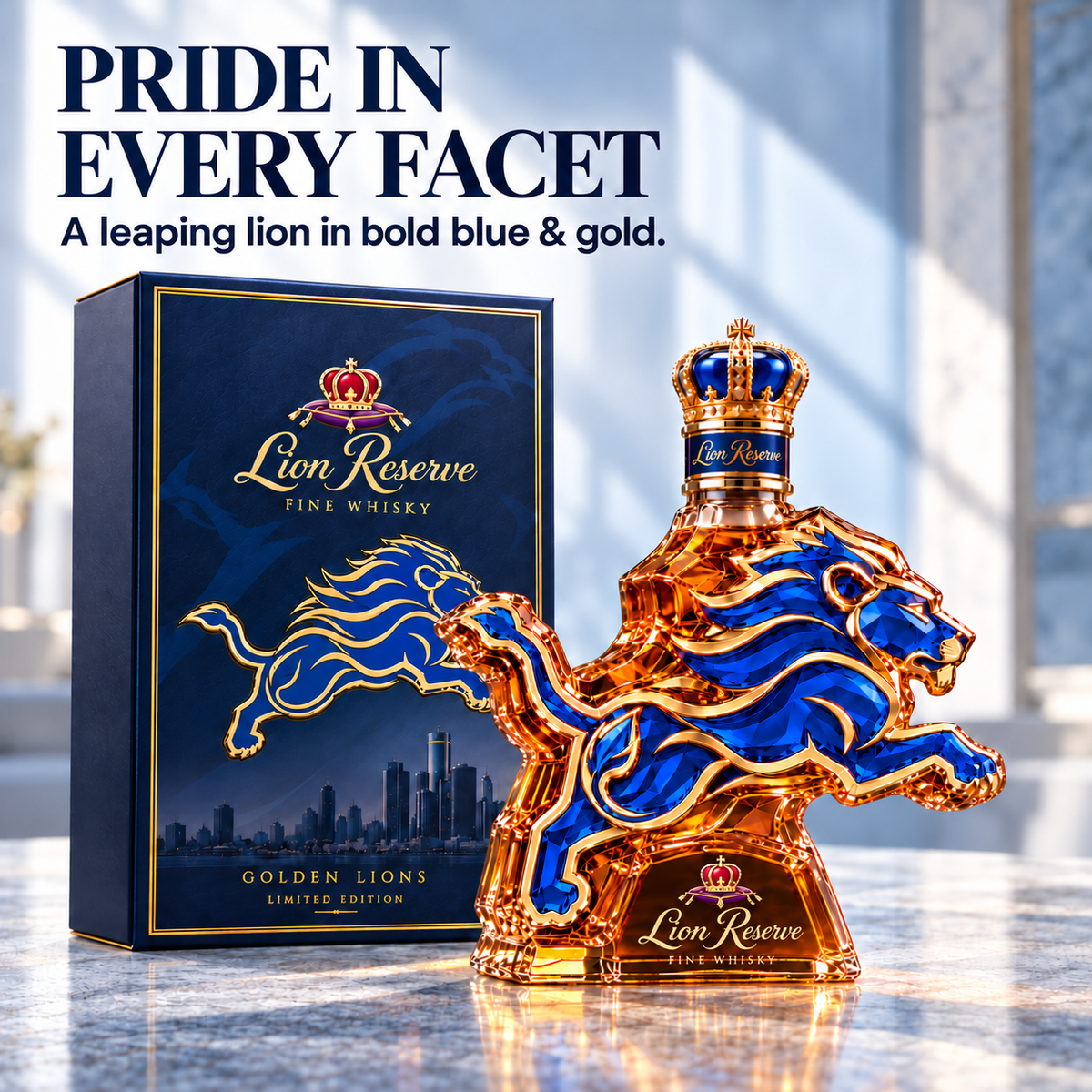 🦁 Lions Pride Collector’s Bottle 👑 Sculpted Lion Design & Gift Box