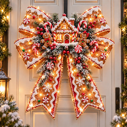 🔥LAST DAY 50%🎀🎄 Christmas Magic Bow Door Hangers – Oversized Light-Up Holiday Bows in 6 Festive Styles