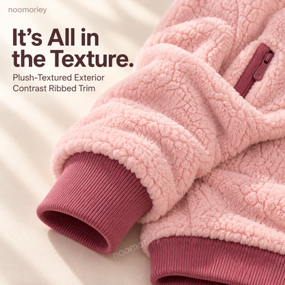 Mom & Baby Plush Hoodie – Cozy Pullover with Front Zip Panel