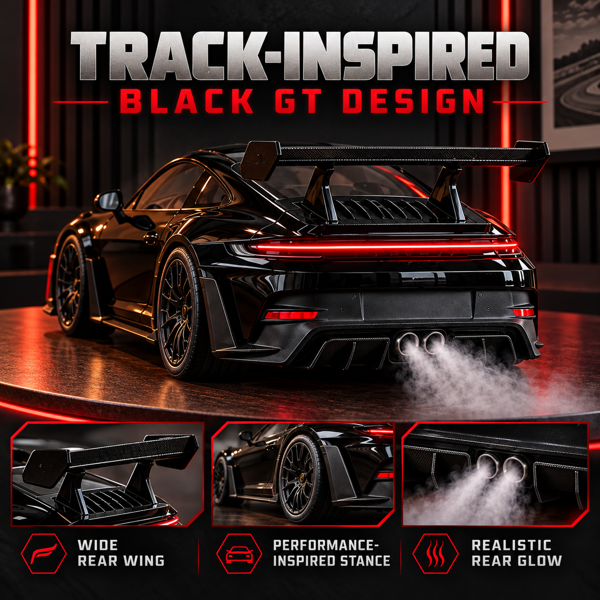 🏎️💨 Track-Inspired Sports Car Display Model – Exhaust Mist Effect Collector Decor