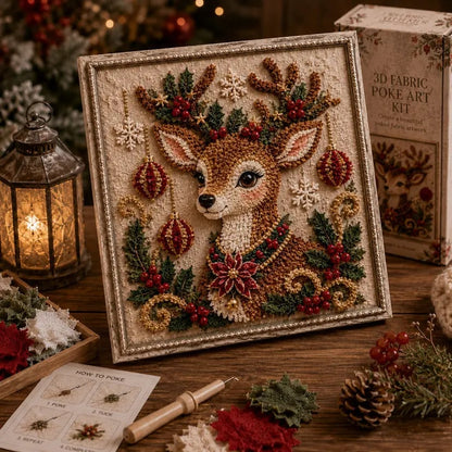 🎁 3D Christmas Fabric Poke Art Kit🎄 Handmade Fabric Poke Art Kit🎅 Vintage Holiday Handmade Decoration, DIY Christmas Craft Kit for Adults & Beginner