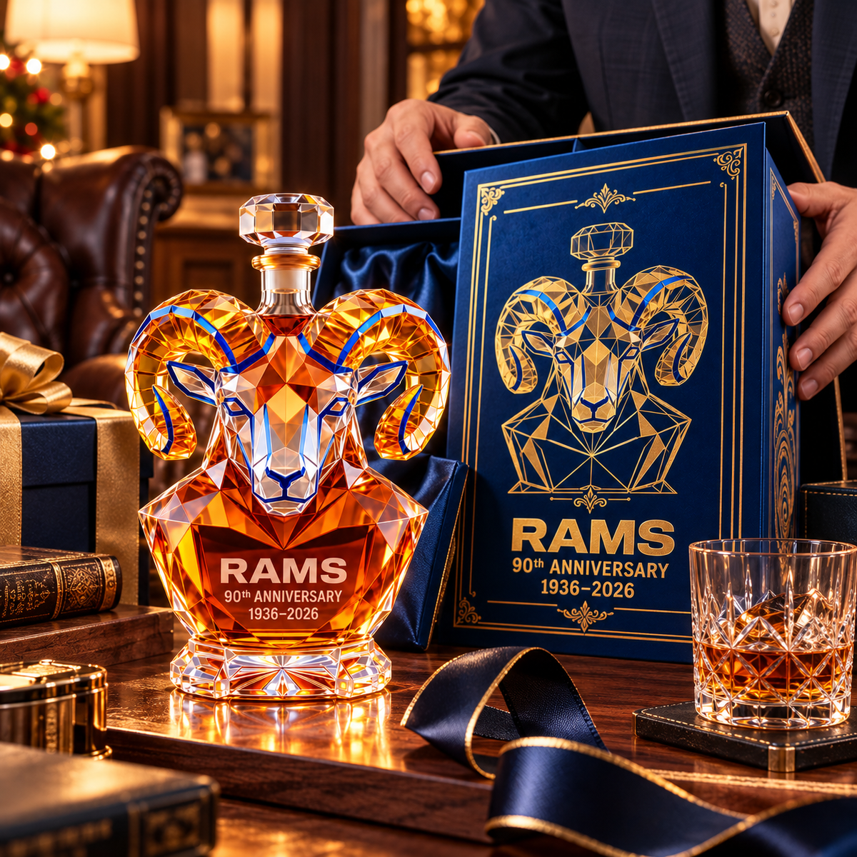 🏈 Los Angeles Rams 90th Anniversary 🏆 Sculpted Collector’s Decanter – Limited Edition