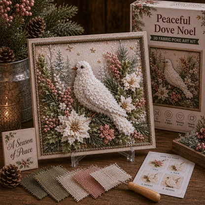 🎁 3D Christmas Fabric Poke Art Kit🎄 Handmade Fabric Poke Art Kit🎅 Vintage Holiday Handmade Decoration, DIY Christmas Craft Kit for Adults & Beginner