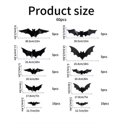 🦇 LED 3D Glowing Bat Wall Sticker Set Halloween Spooky Ambiance Decoration 🏷️