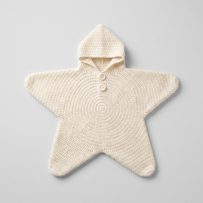⭐ Starfish Crochet Baby Outfit, Knitted Hooded Newborn Onesie, Breathable Cotton Blend Baby Photo Prop