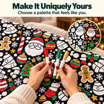🎄 DIY Christmas Coloring Blanket Kit – Includes 24 Acrylic Markers!