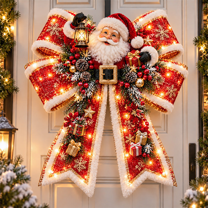 🔥LAST DAY 50%🎀🎄 Christmas Magic Bow Door Hangers – Oversized Light-Up Holiday Bows in 6 Festive Styles