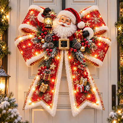 🔥LAST DAY 50%🎀🎄 Christmas Magic Bow Door Hangers – Oversized Light-Up Holiday Bows in 6 Festive Styles