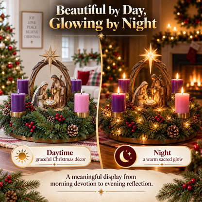 ✝️🕯️ Lighted Nativity Advent Wreath – A Sacred 4-Week Christmas Tradition