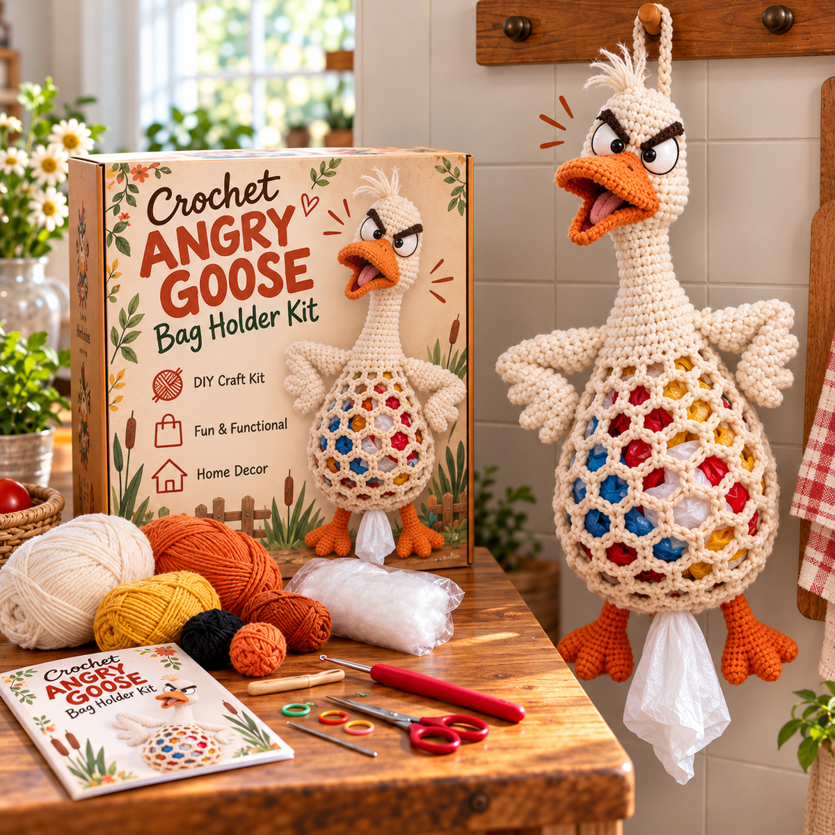 🔥Buy 3, Get 1 Free—Today Only 🔥🔥– 🌼 Cottage Harvest Keepers™ — Crochet Animal Bag Holder DIY Kit