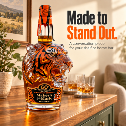 🐅 Fierce Tiger Head Collector Bottle – Orange & Black Football Fan Bar Decor 🏈