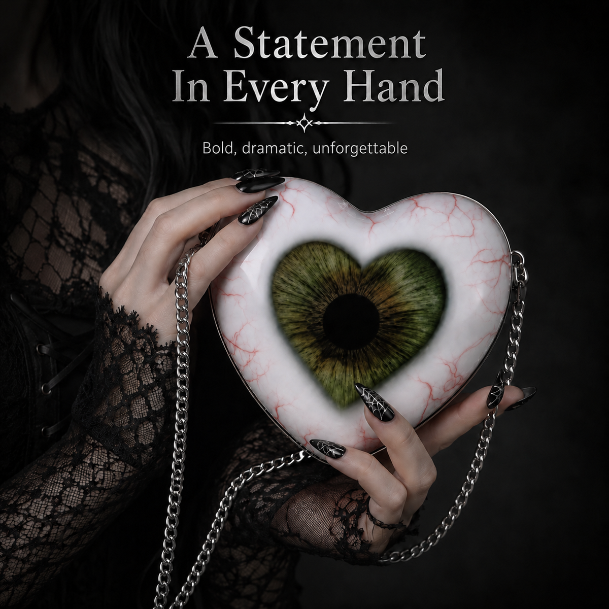 🖤Gothic Heart Eye Statement Crossbody Bag