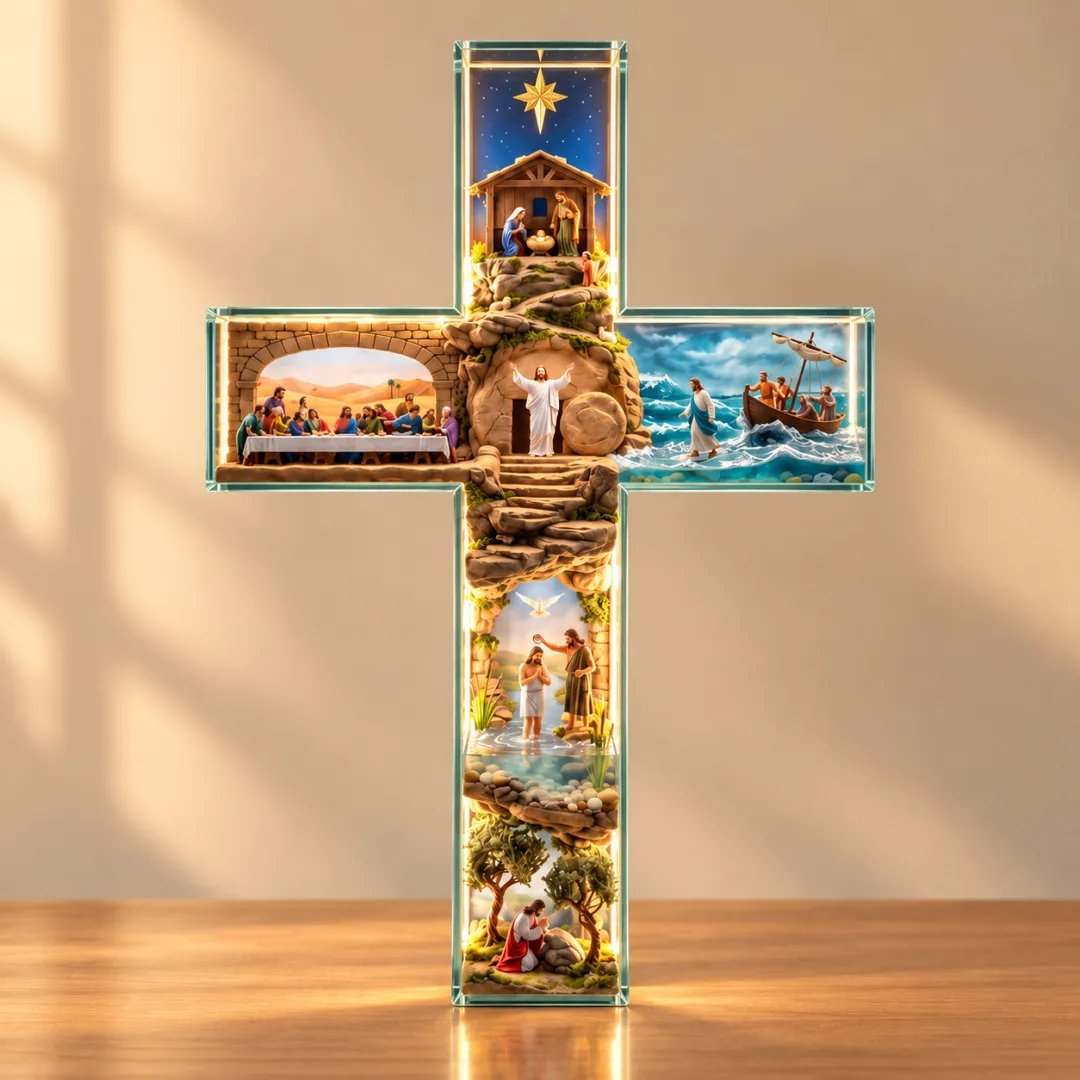 ✝️ The Life of Jesus | Lighted 6-Scene Biblical Story Cross