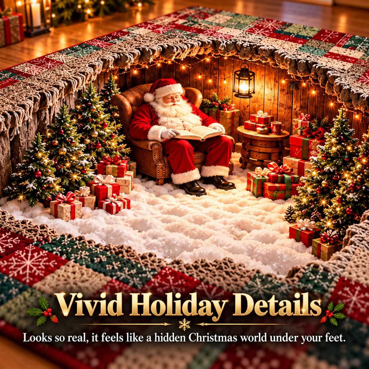 🎄🏡 Magical 3D Christmas Village Rug – A Hidden Winter Wonderland Beneath Your Feet! ❄️✨