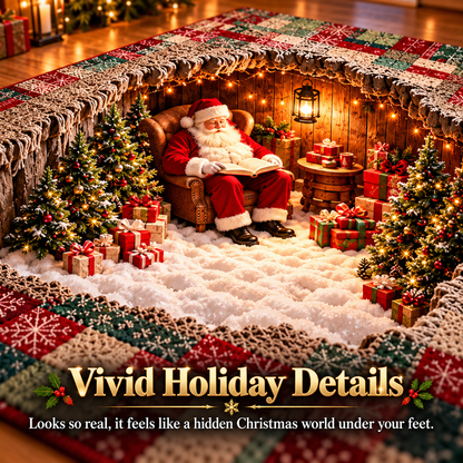 🎄🏡 Magical 3D Christmas Village Rug – A Hidden Winter Wonderland Beneath Your Feet! ❄️✨