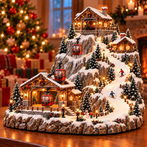 🔥 LAST DAY 50% OFF 🏔️ Animated Christmas Mountain Cable Car Village™ – Lighted Alpine Ski Resort Scene with Moving Gondolas & Cozy Holiday Chalets ✨
