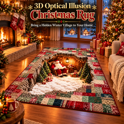 🎄🏡 Magical 3D Christmas Village Rug – A Hidden Winter Wonderland Beneath Your Feet! ❄️✨