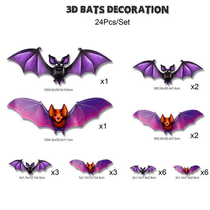 🦇 LED 3D Glowing Bat Wall Sticker Set Halloween Spooky Ambiance Decoration 🏷️