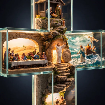 ✝️ The Life of Jesus | Lighted 6-Scene Biblical Story Cross