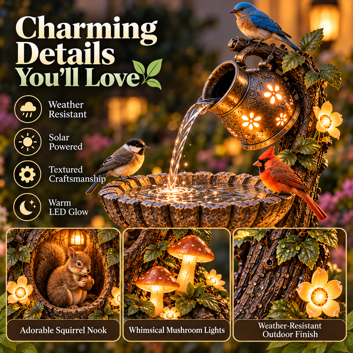 🐦 Solar Birdbath Fountain – Bring Your Garden to Life