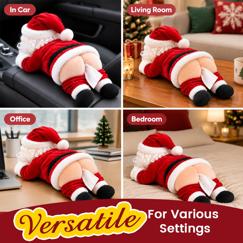 🎅 Funny Santa Butt Tissue Box – Cheeky Christmas Decor & White Elephant Gift 🎁