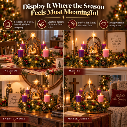 ✝️🕯️ Lighted Nativity Advent Wreath – A Sacred 4-Week Christmas Tradition