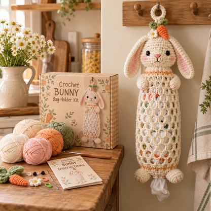 🔥Buy 3, Get 1 Free—Today Only 🔥🔥– 🌼 Cottage Harvest Keepers™ — Crochet Animal Bag Holder DIY Kit