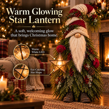 🎄 Evergreen Star Gnome™ Lighted Christmas Woodland Decor