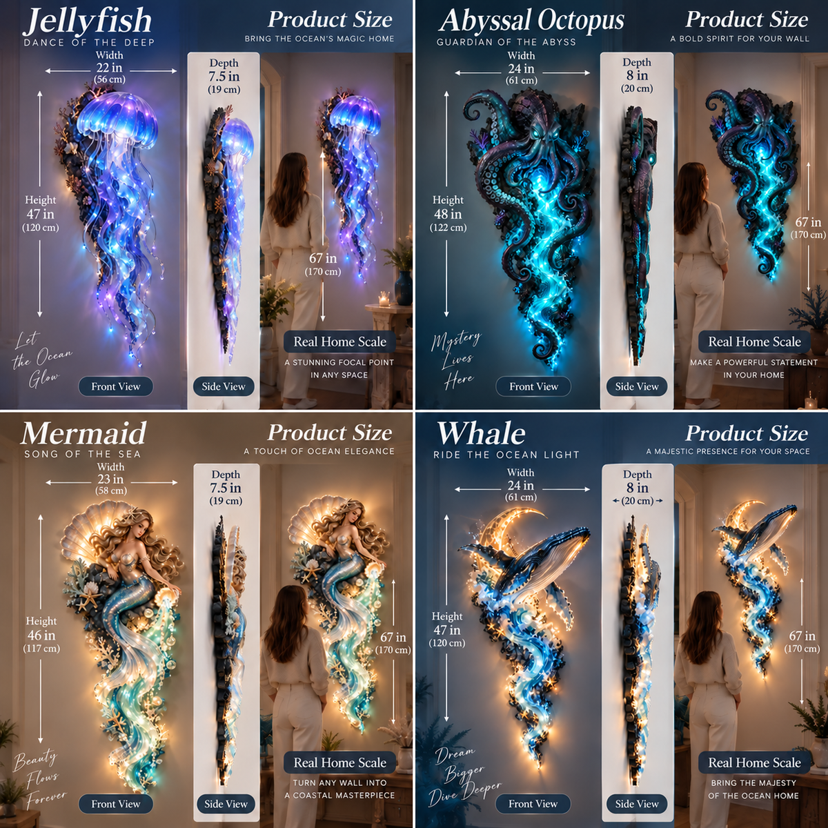 ⏰Limited Stock 50% OFF - 🌊✨ Enchanted Ocean Legends™ Lighted Wall Décor Collection 🐋🧜‍♀️