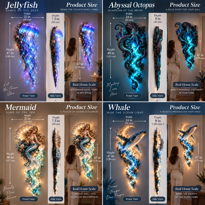 ⏰Limited Stock 50% OFF - 🌊✨ Enchanted Ocean Legends™ Lighted Wall Décor Collection 🐋🧜‍♀️