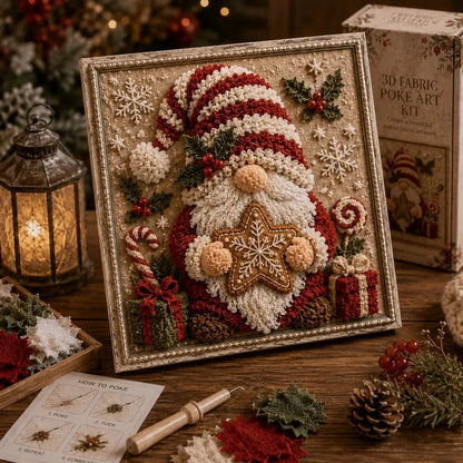 🎁 3D Christmas Fabric Poke Art Kit🎄 Handmade Fabric Poke Art Kit🎅 Vintage Holiday Handmade Decoration, DIY Christmas Craft Kit for Adults & Beginner