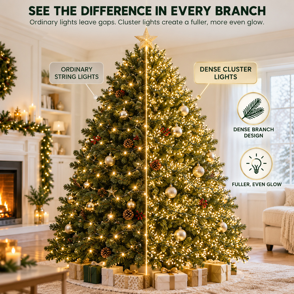 🔥 49% OFF TODAY🌟 300–600 LED Christmas Cluster Lights with 8 Lighting Modes