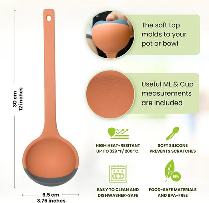 🥄 Flexible Silicone Spatula Ladle – Scoop, Stir & Scrape with Ease