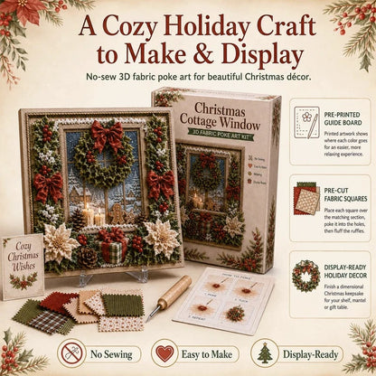 🎁 3D Christmas Fabric Poke Art Kit🎄 Handmade Fabric Poke Art Kit🎅 Vintage Holiday Handmade Decoration, DIY Christmas Craft Kit for Adults & Beginner
