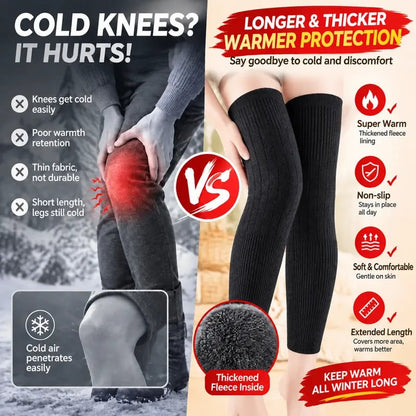 🔥 Extra Long Fleece Lined Knee Warmers for Men and Women