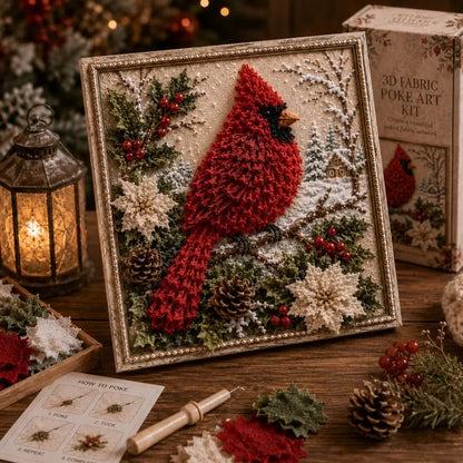 🎁 3D Christmas Fabric Poke Art Kit🎄 Handmade Fabric Poke Art Kit🎅 Vintage Holiday Handmade Decoration, DIY Christmas Craft Kit for Adults & Beginner