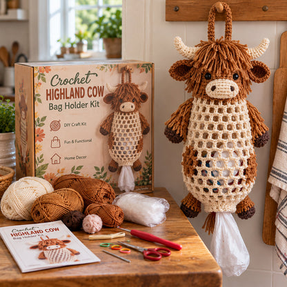 🔥Crochet Animal Bag Holder DIY Kit – Cute & Functional Hanging Storage Craft Kit🎁