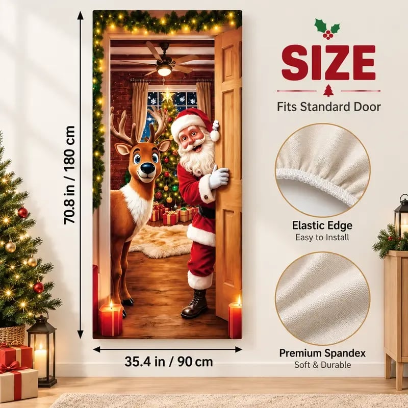 🎅 Santa Christmas Door Cover – Instant Holiday Magic🎄
