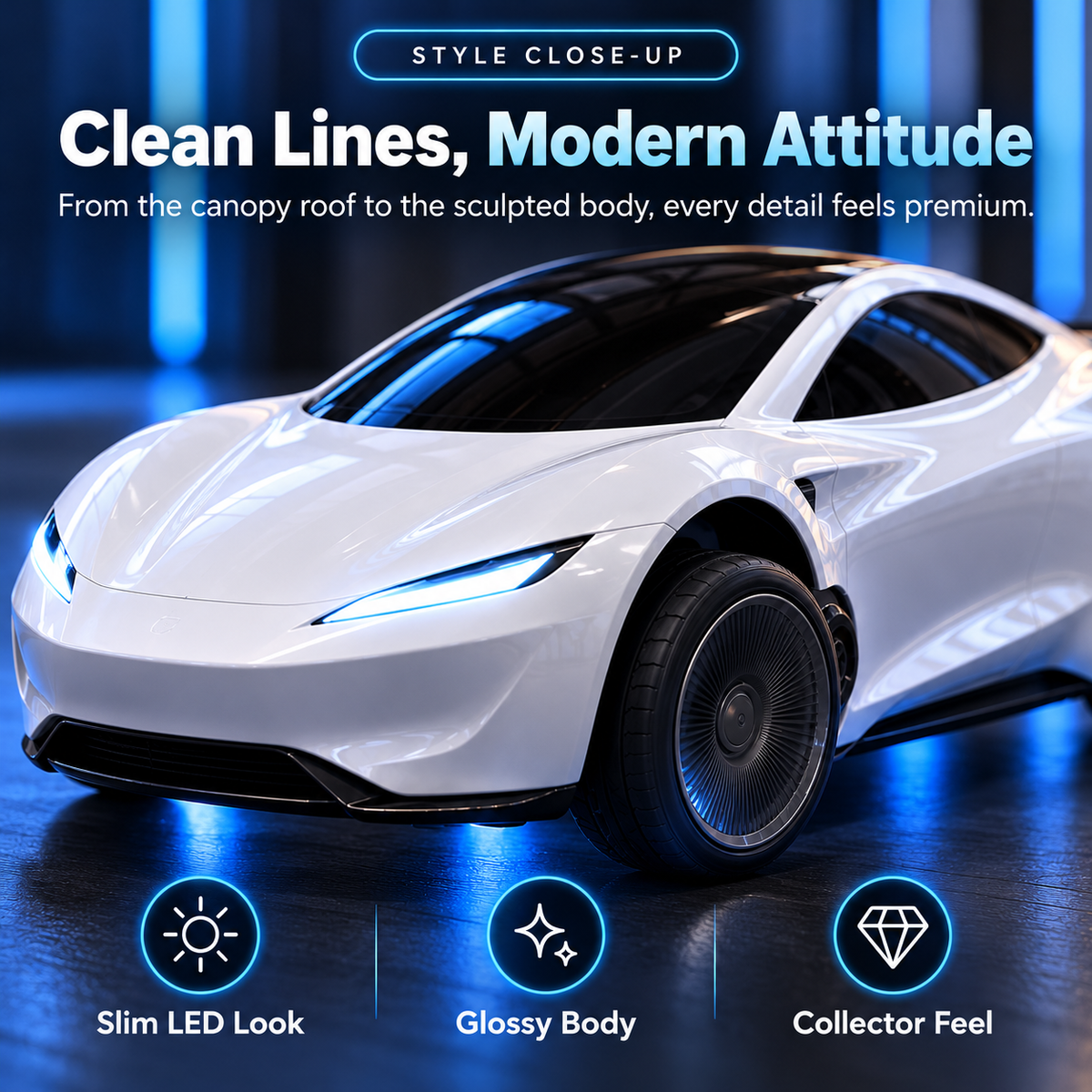 🚀 Futuristic Hover-Effect RC Roadster – Blue Light Action