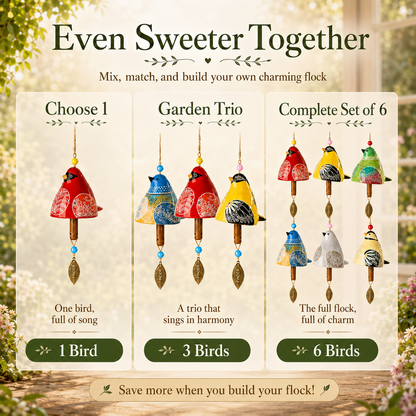 ✨ Hand-Painted Resin Bird Wind Chime, Colorful Folk Art Garden Hanging Decor