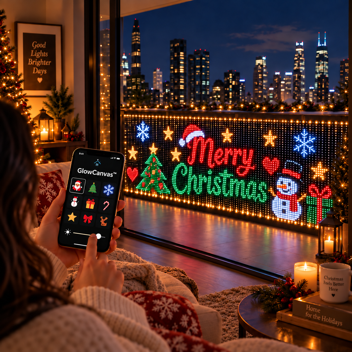 🎄 GlowCanvas™ Smart Christmas Curtain Lights – App-Controlled DIY Animated LED Display