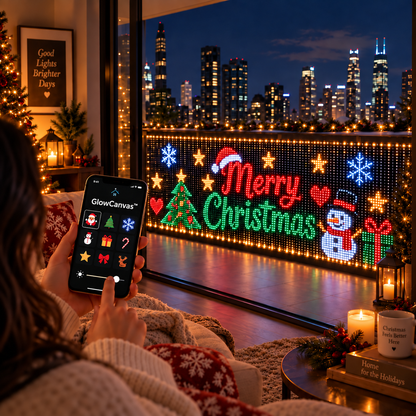 🎄 GlowCanvas™ Smart Christmas Curtain Lights – App-Controlled DIY Animated LED Display